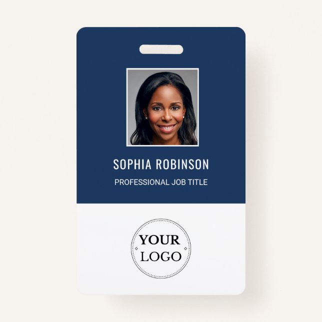 Custom Employee Photo, Name, Logo, Bar Code Badge (Front)
