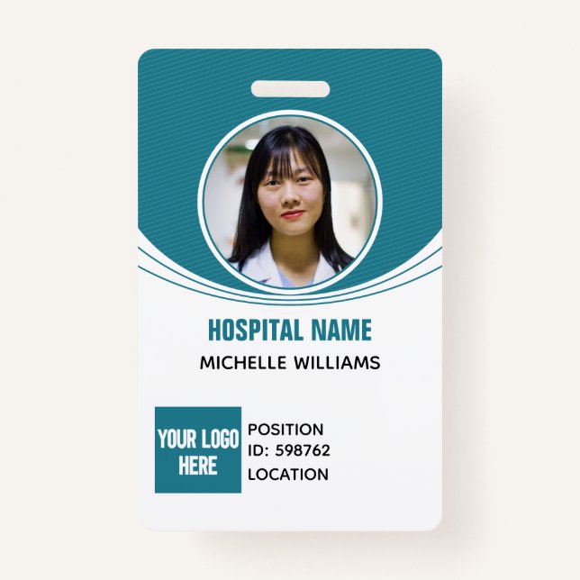 Custom employee photo name logo ID Badge (Front)