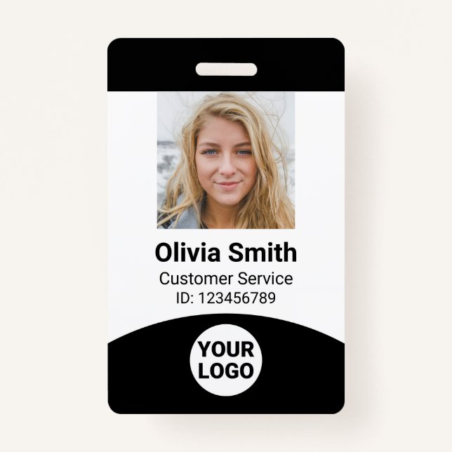 Custom Employee Photo Name Role ID Logo Barcode Badge (Front)