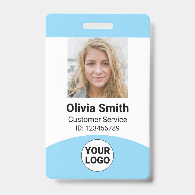 Custom Employee Photo Name Role ID Logo Barcode Badge (Front)