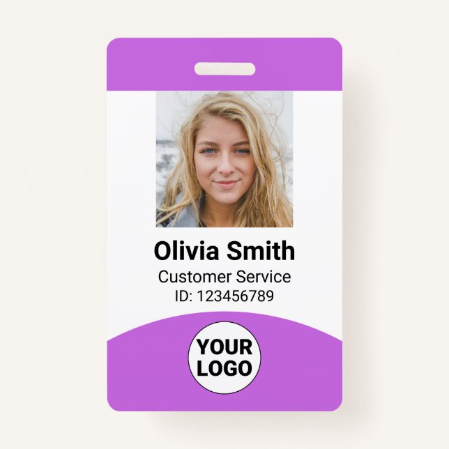 Custom Employee Photo Name Role ID Logo Barcode Badge (Front)
