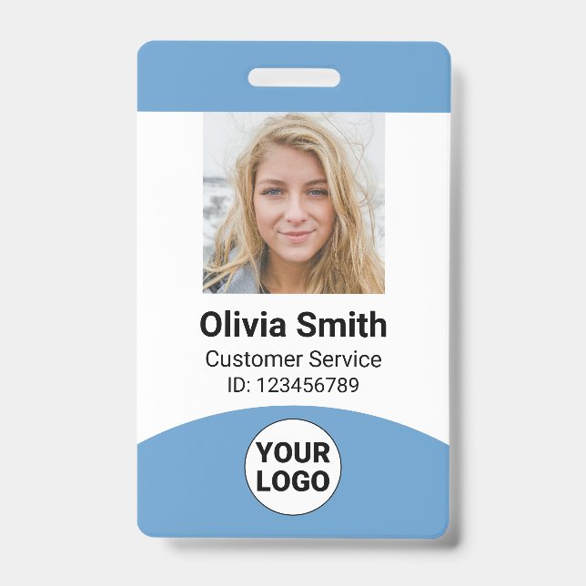 Custom Employee Photo Name Role ID Logo Barcode Badge (Front)