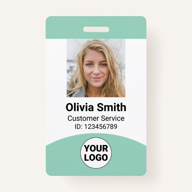 Custom Employee Photo Name Role ID Logo Barcode Badge (Front)