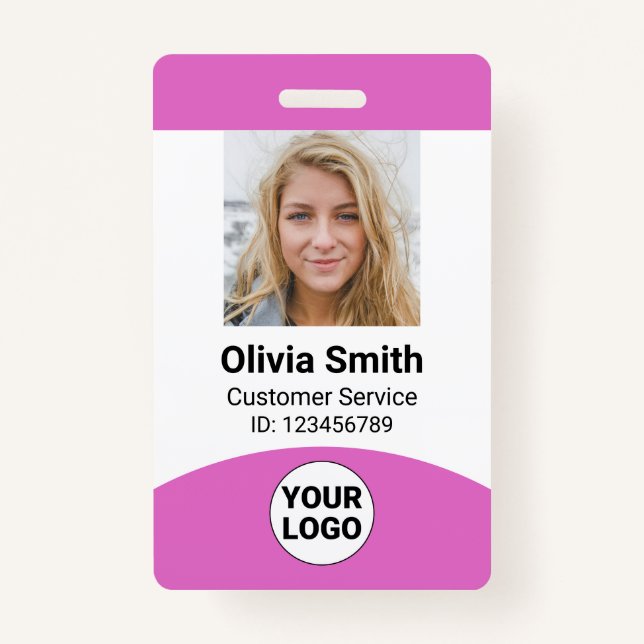 Custom Employee Photo Name Role ID Logo Barcode Badge (Front)
