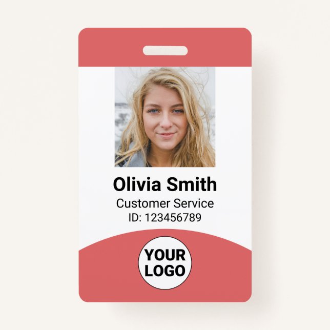 Custom Employee Photo Name Role ID Logo Barcode Badge (Front)