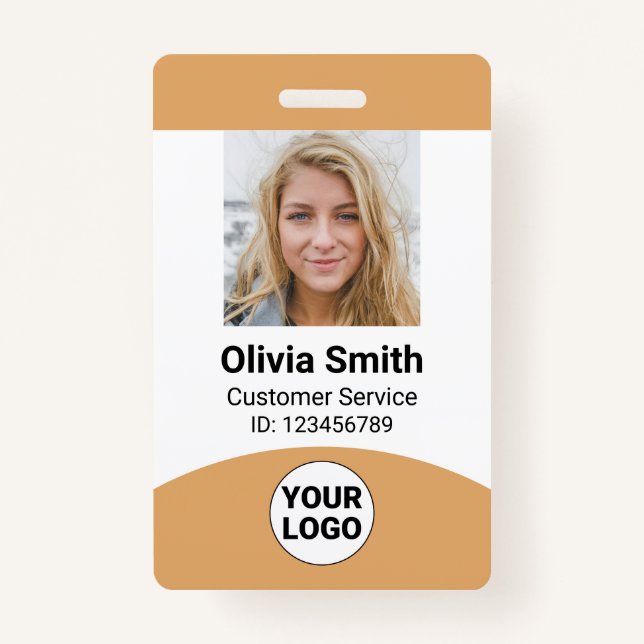 Custom Employee Photo Name Role ID Logo Barcode Badge (Front)