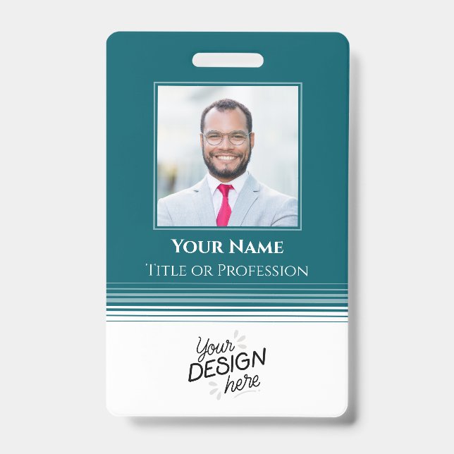 Custom Employee, Photo, Name, Title, Logo, Barcode Badge (Front)
