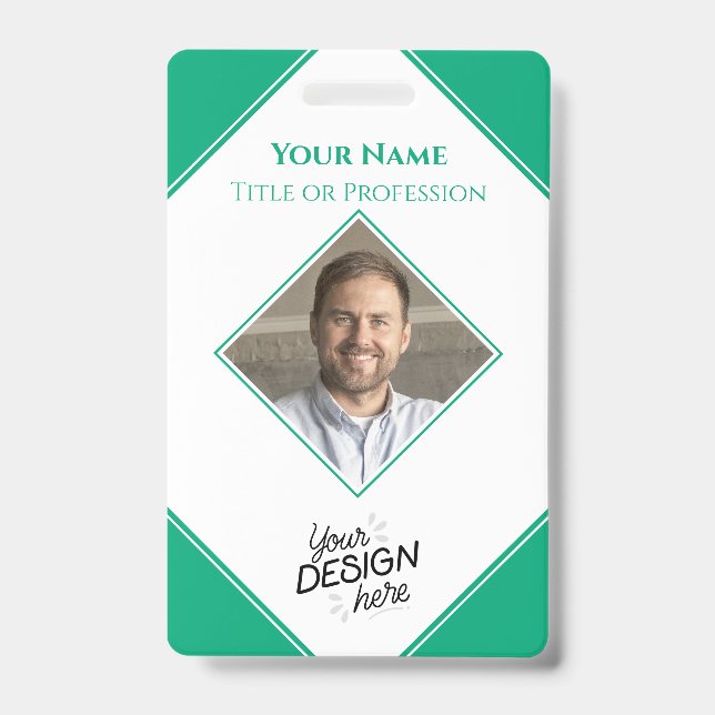 Custom Employee, Photo, Name, Title, Logo, Barcode Badge (Front)