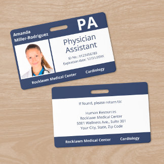Custom Employee Photo Navy Blue Hospital ID Badge