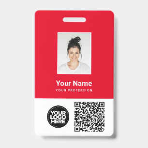 Custom Employee Photo, Qr and Bar Code, Logo, Name Badge