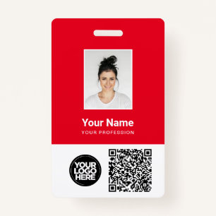 Custom Employee Photo, Qr and Bar Code, Logo, Name Badge