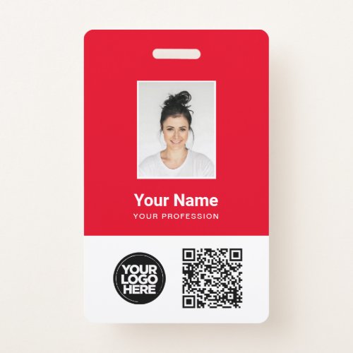 Custom Employee Photo Qr and Bar Code Logo Name Badge