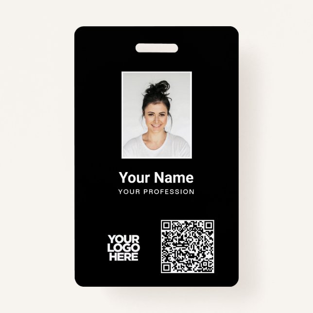 Custom Employee Photo, Qr and Bar Code, Logo, Name Badge (Front)
