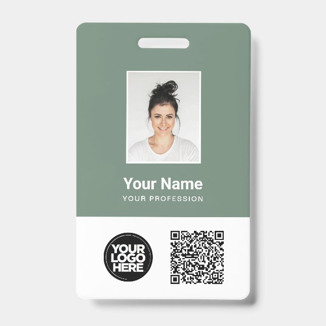 Custom Employee Photo, Qr and Bar Code, Logo, Name Badge (Front)
