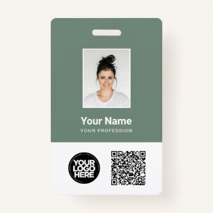 Custom Employee Photo, Qr and Bar Code, Logo, Name Badge