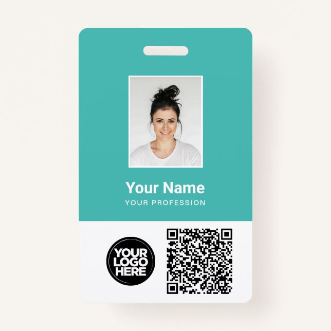 Custom Employee Photo, Qr and Bar Code, Logo, Name Badge (Front)