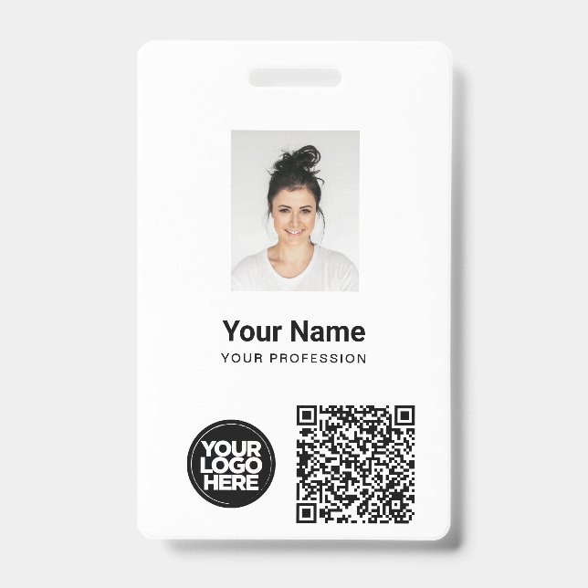 Custom Employee Photo, Qr and Bar Code, Logo, Name Badge (Front)