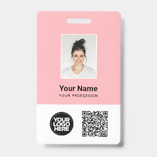 Custom Employee Photo, Qr and Bar Code, Logo, Name Badge