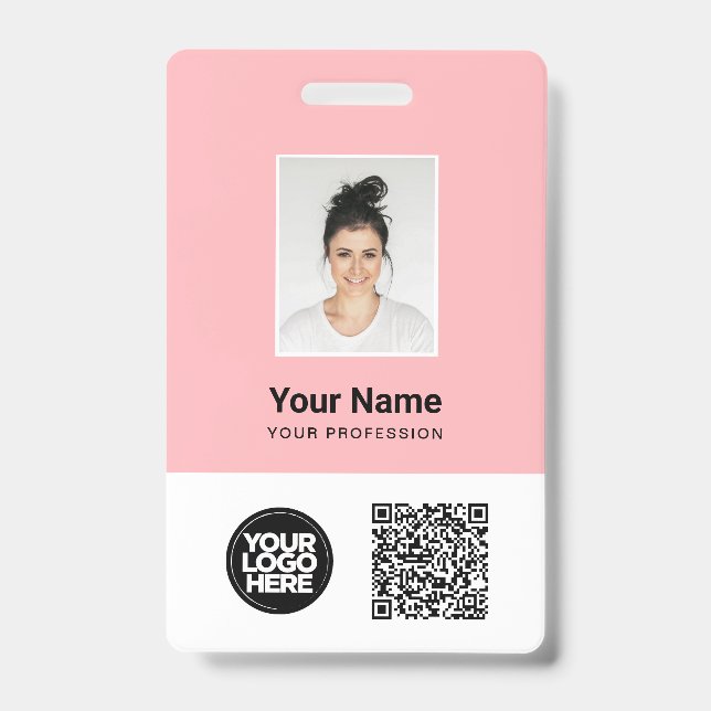 Custom Employee Photo, Qr and Bar Code, Logo, Name Badge (Front)