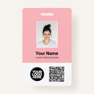 Custom Employee Photo, Qr and Bar Code, Logo, Name Badge