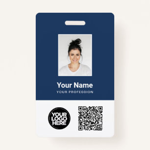 Custom Employee Photo, Qr and Bar Code, Logo, Name Badge