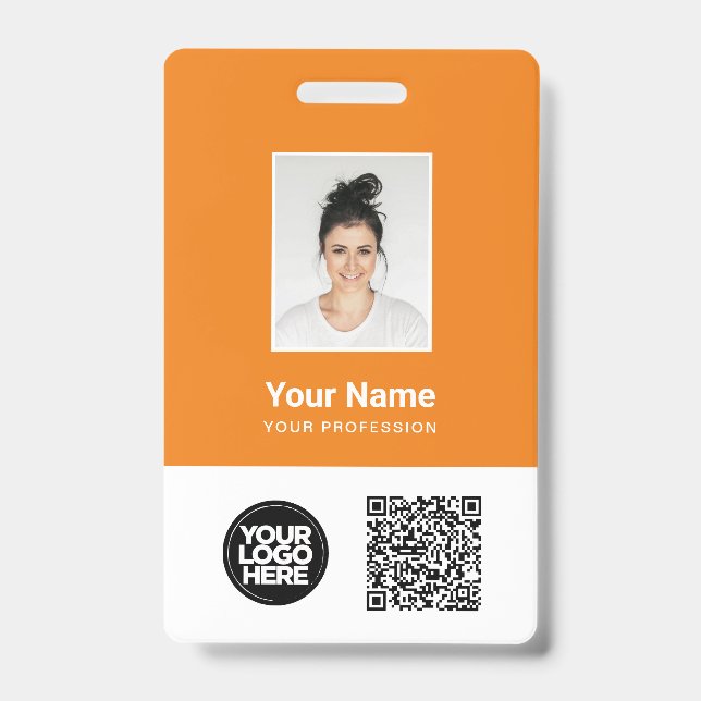 Custom Employee Photo, Qr and Bar Code, Logo, Name Badge (Front)