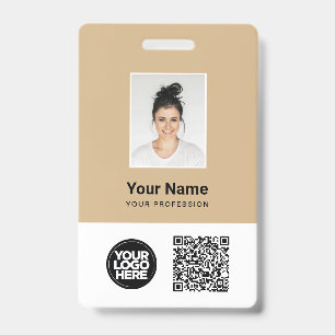 Custom Employee Photo, Qr and Bar Code, Logo, Name Badge