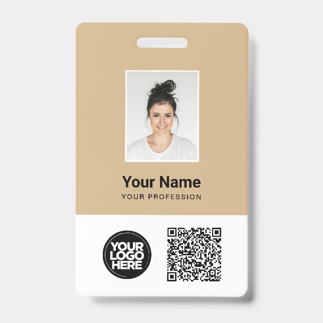 Custom Employee Photo, Qr and Bar Code, Logo, Name Badge (Front)
