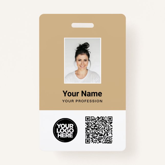 Custom Employee Photo, Qr and Bar Code, Logo, Name Badge (Front)