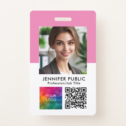 Custom Employee Photo QR Code Logo Name And Title Badge