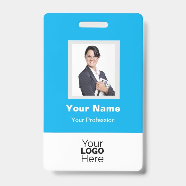 Custom Employee Photo, QR Code, Logo, Name Badge (Front)