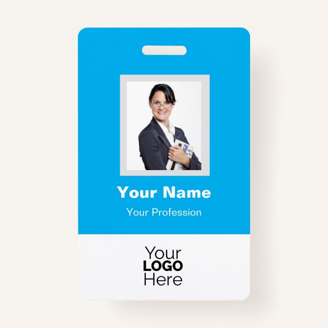 Custom Employee Photo, QR Code, Logo, Name Badge (Front)