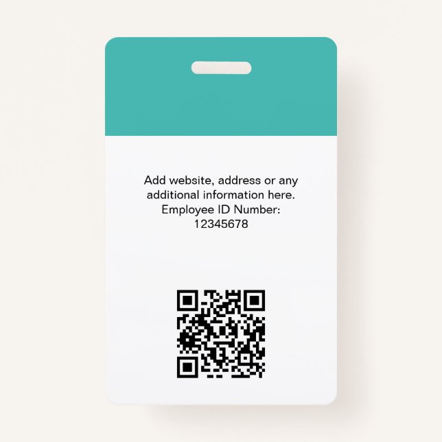 Custom Employee Photo, Qr Code, Logo, Name Badge (Back)