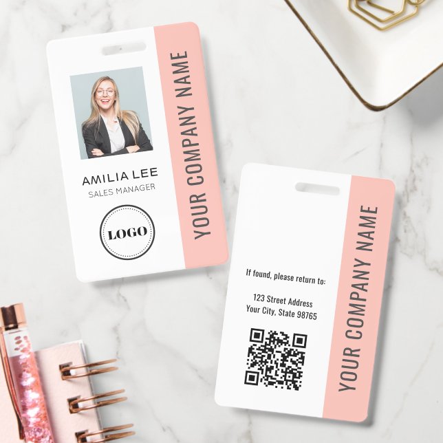 Custom Employee Photo, Qr Code, Logo, Name Badge (Office)