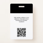 Custom Employee Photo, Qr Code, Logo, Name Badge<br><div class="desc">Easily personalize this Custom Employee Name Badge with Photo, Scan Qr Code (always readable, it works!) and business logo. A simple business design in modern black and white colors fully customizable in front and back sizes, sans-serif basic and modern fonts and a professional and clear look. Avaiable with lanyard, metal...</div>