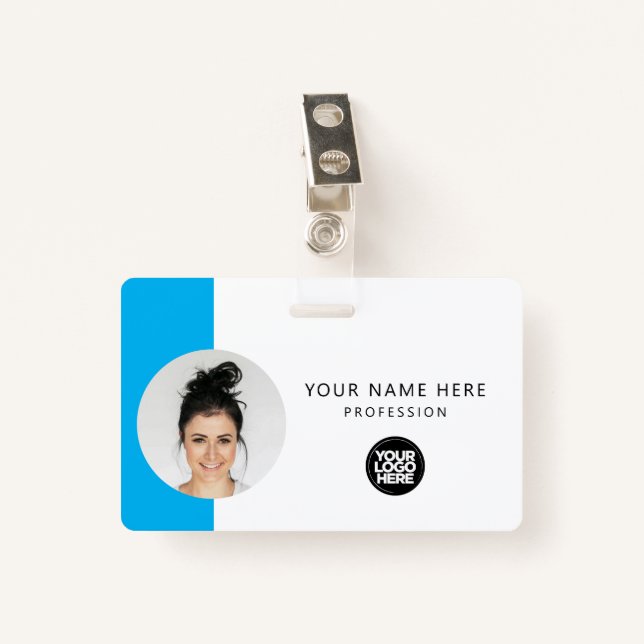 Custom Employee Photo, QR Code, Logo, Name Badge (Front with Clip)