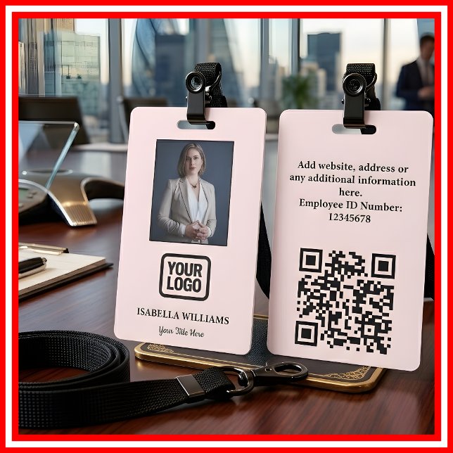Custom Employee Photo, QR Code, Logo, Name Badge (Creator Uploaded)
