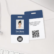 Custom Employee Photo, Qr Code, Logo, Name Badge at Zazzle