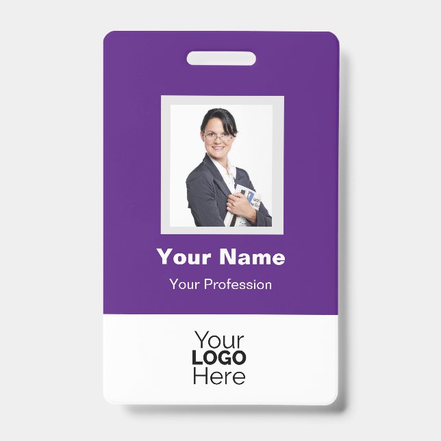 Custom Employee Photo, QR Code, Logo, Name Badge (Front)