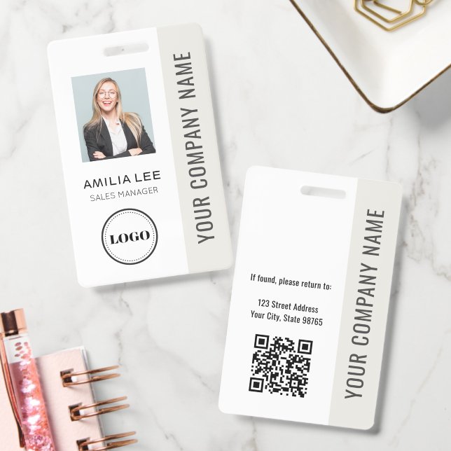 Custom Employee Photo, Qr Code, Logo, Name Badge (Office)