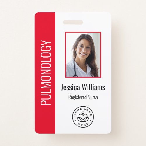 Custom Employee Photo Red White Medical ID Badge