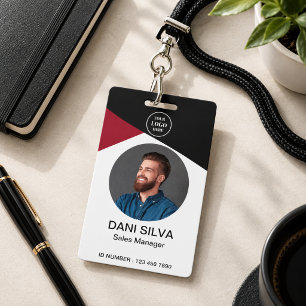Custom Employee Photo Title & Name Business Logo Badge