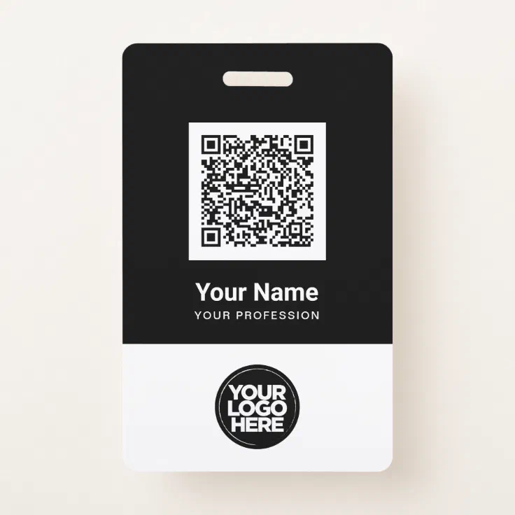 Custom Employee Qr Code Bar Code Logo Name Badge | Zazzle