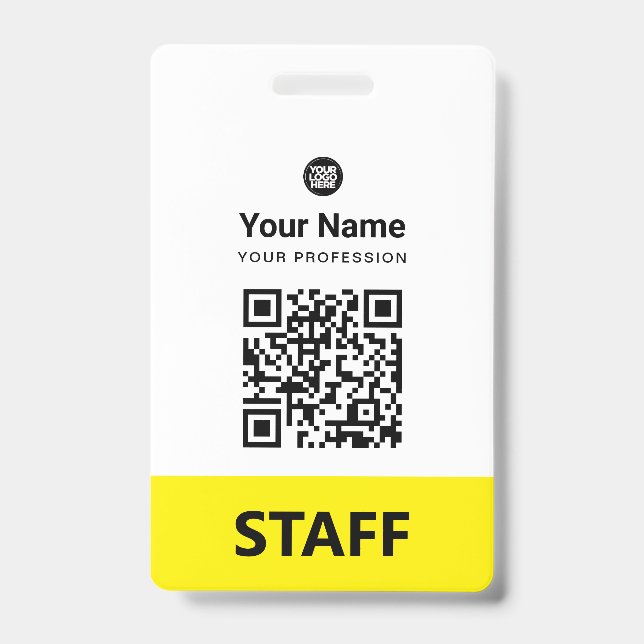 Custom Employee Qr Code, Bar Code, Logo, Name Badge (Front)