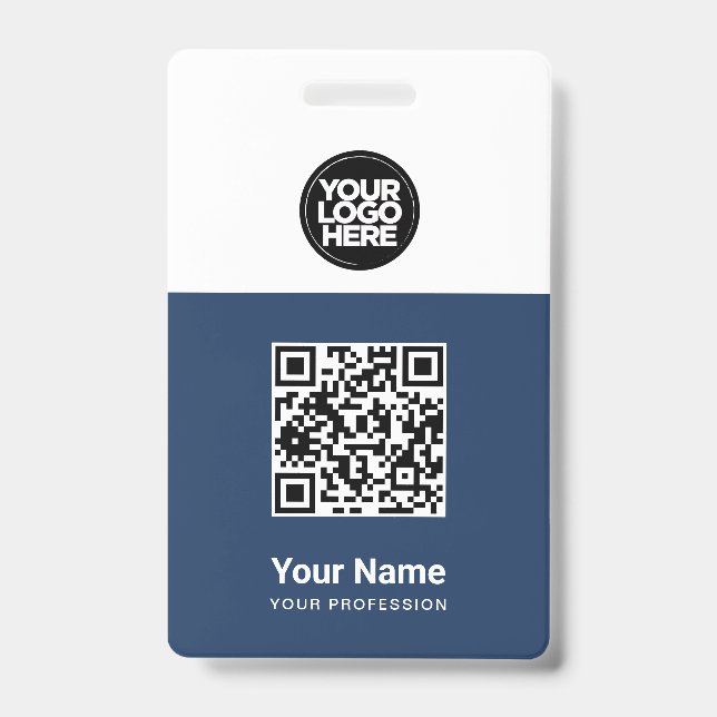 Custom Employee Qr Code, Bar Code, Logo, Name Badge (Front)
