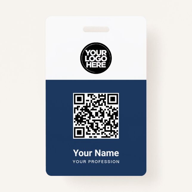 Custom Employee Qr Code, Bar Code, Logo, Name Badge (Front)