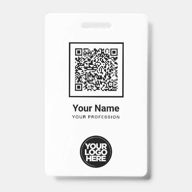 Custom Employee Qr Code Bar Code Logo Name Badge (Front)