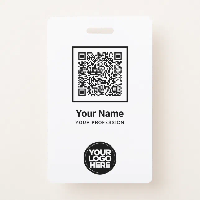 Custom Employee Qr Code Bar Code Logo Name Badge | Zazzle