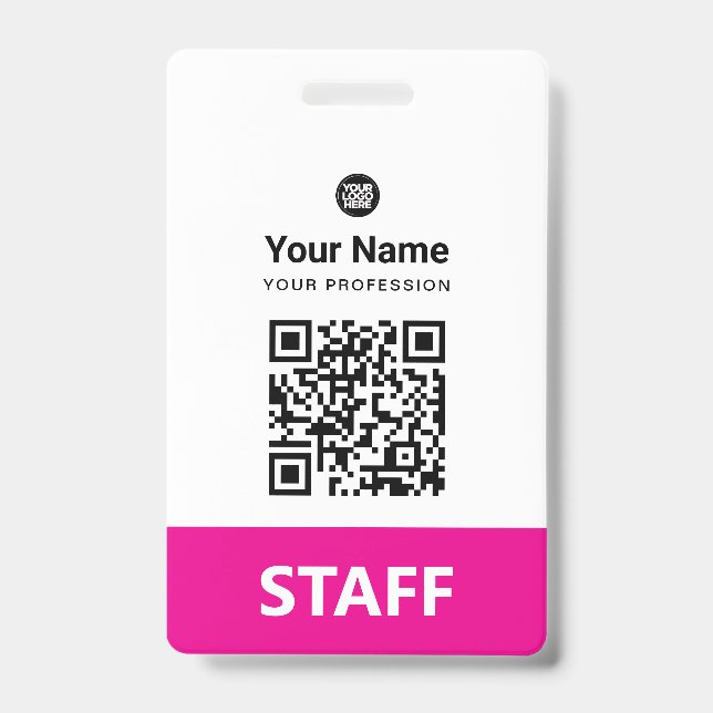 Custom Employee Qr Code, Bar Code, Logo, Name Badge (Front)