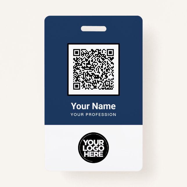 Custom Employee Qr Code Bar Code Logo Name Badge (Front)